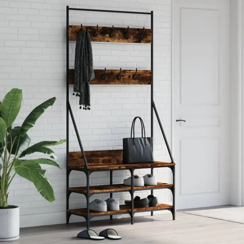 Duurzaam Houten Kledingrek voor Ruimte en Stijl - Gerookt eiken / 90 x 34 x 184 cm / 1 - Kledingrekken & kastinrichting