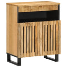 Duurzaam massief acaciahout opbergkast met industriële stijl - Naturel / 1 / Massief ruw mangohout - Opbergkasten &