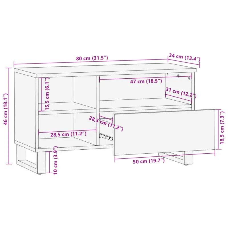 Duurzaam massief acaciahout tv-meubel met industriële stijl - Cd- & dvd-kasten