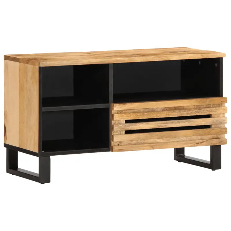Duurzaam massief acaciahout tv-meubel met industriële stijl - Naturel / 1 / Massief ruw mangohout - Cd- & dvd-kasten