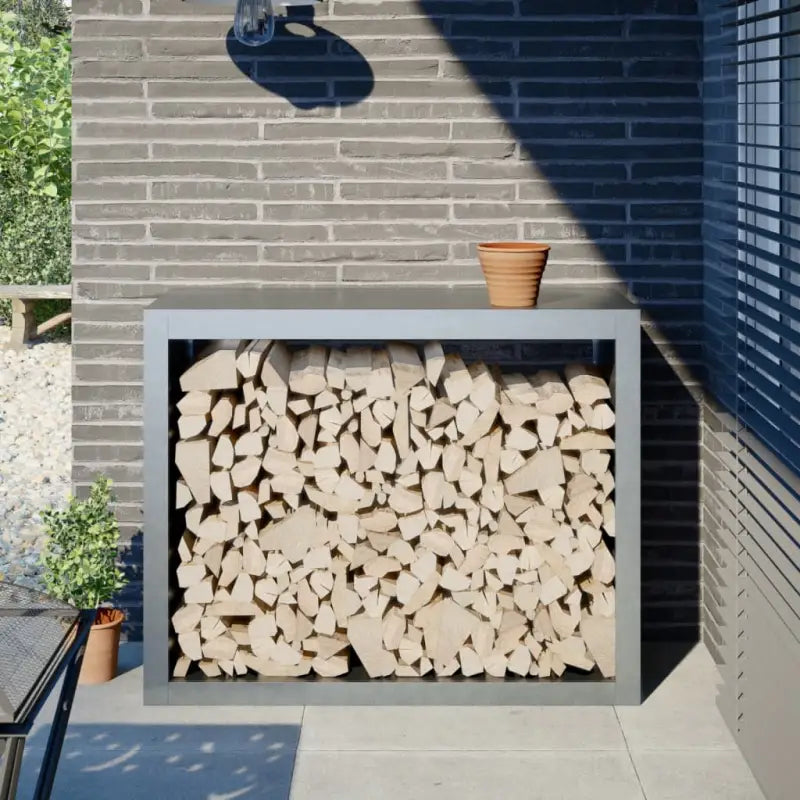 Duurzaam Stalen Brandhoutrek voor Nette Opslag - Gegalvaniseerd staal/Grijs / 100 x 40 x 80 cm - Brandhoutrekken