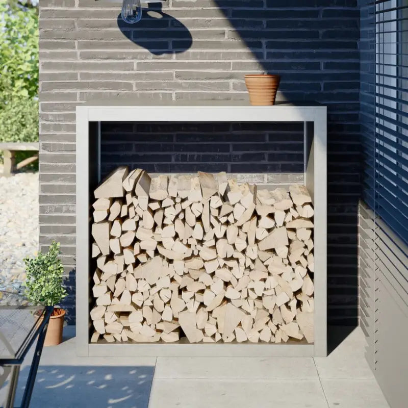 Duurzaam Stalen Brandhoutrek voor Nette Opslag - Roestvrij staal/Lichtgrijs / 100 x 40 x 100 cm - Brandhoutrekken