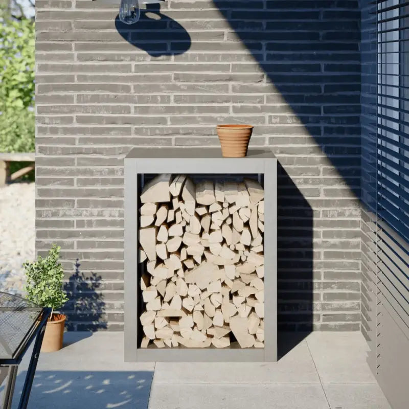Duurzaam Stalen Brandhoutrek voor Nette Opslag - Roestvrij staal/Lichtgrijs / 60 x 40 x 80 cm - Brandhoutrekken