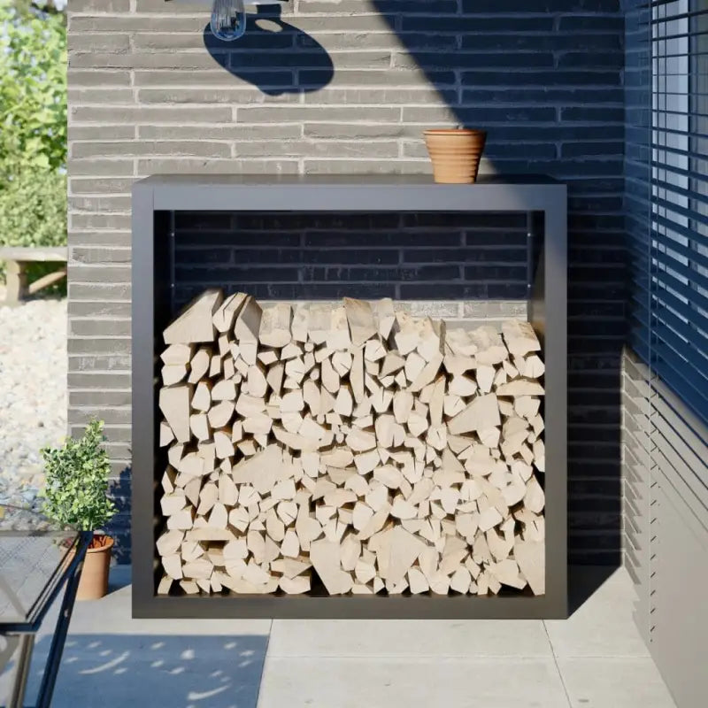 Duurzaam Stalen Brandhoutrek voor Nette Opslag - Staal/Antracietkleurig / 100 x 40 x 100 cm - Brandhoutrekken