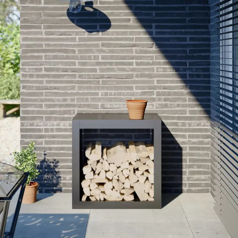 Duurzaam Stalen Brandhoutrek voor Nette Opslag - Staal/Antracietkleurig / 60 x 40 x 60 cm - Brandhoutrekken