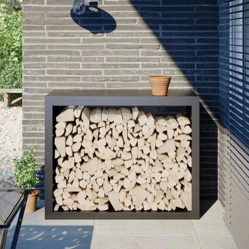 Duurzaam Stalen Brandhoutrek voor Nette Opslag - Staal/Antracietkleurig / 100 x 40 x 80 cm - Brandhoutrekken