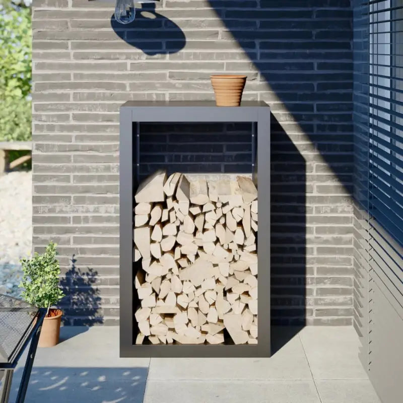 Duurzaam Stalen Brandhoutrek voor Nette Opslag - Staal/Antracietkleurig / 60 x 40 x 100 cm - Brandhoutrekken