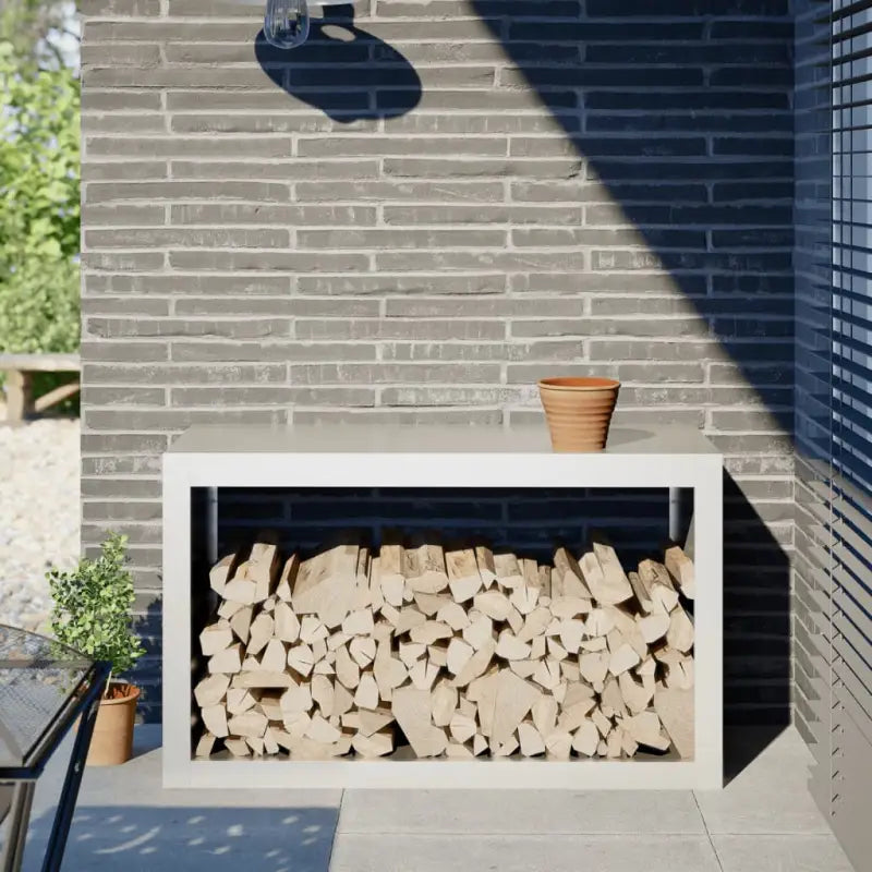 Duurzaam Stalen Brandhoutrek voor Nette Opslag - Staal/Wit / 100 x 40 x 60 cm - Brandhoutrekken