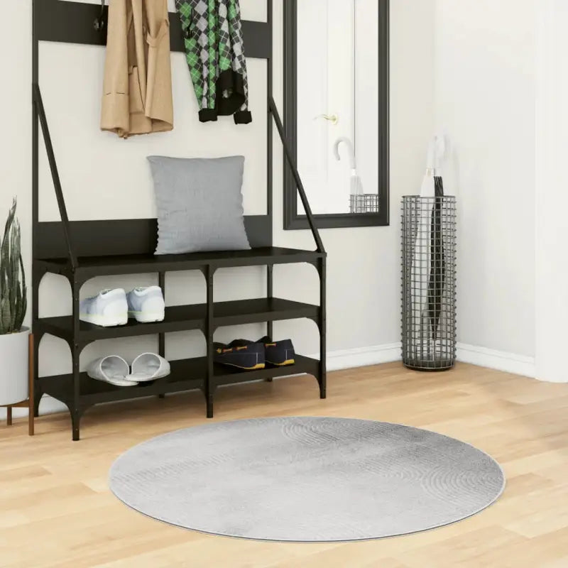 Duurzaam vloerkleed van polyester met schadelijke stoffen test volgens OEKO-TEX - Grijs / Ø 100 cm - Vloerkleden