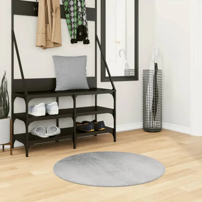 Duurzaam vloerkleed van polyester met schadelijke stoffen test volgens OEKO-TEX - Grijs / Ø 80 cm - Vloerkleden