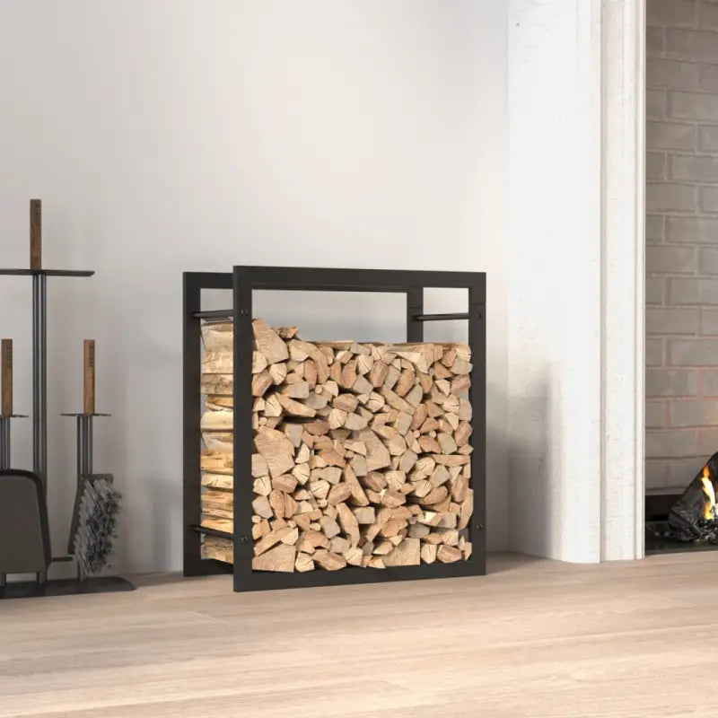 Duurzaam zwart staal brandhoutrek voor nette opslag - Zwart / 50 x 28 x 56 cm - Brandhoutrekken