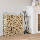 Duurzaam zwart staal brandhoutrek voor nette opslag - Zilver / 110 x 28 x 116 cm - Brandhoutrekken