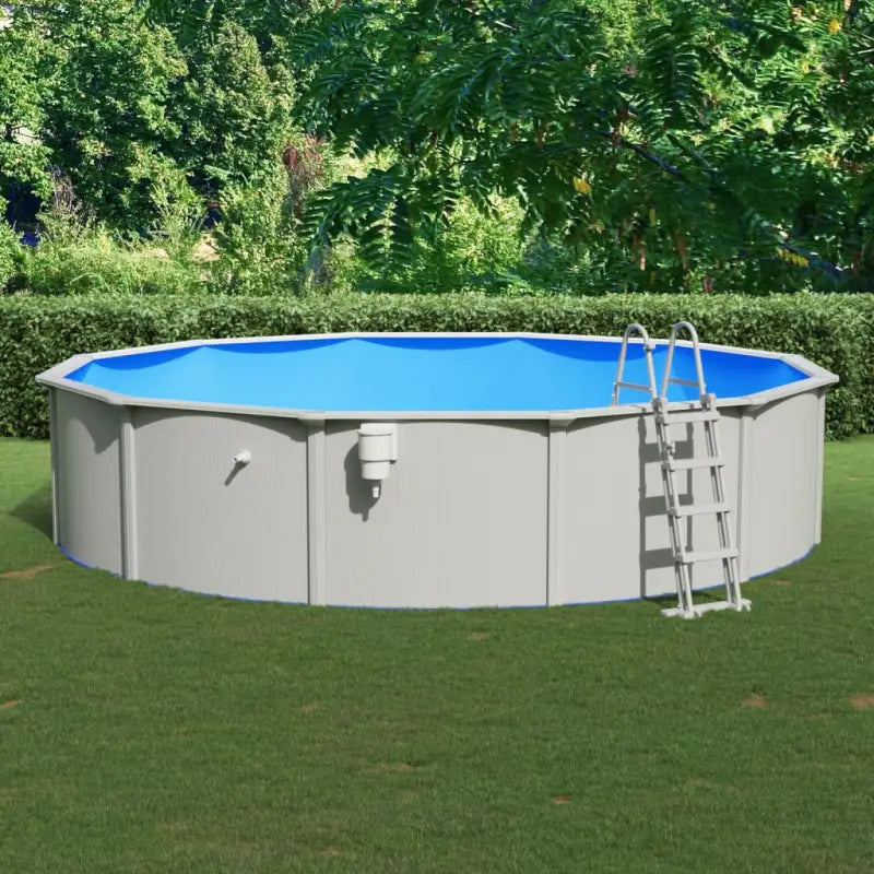 Duurzaam zwembad met stalen wanden voor tuinplezier - Ø 550 x 120 cm / Zwembad + ladder - Zwembaden