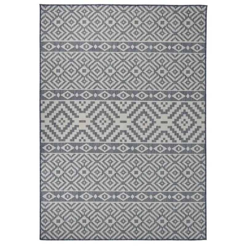 Duurzame buitenvloerkleden voor een beschermendemat in je tuin - Blauwe strepen / 140 x 200 cm - Vloerkleden