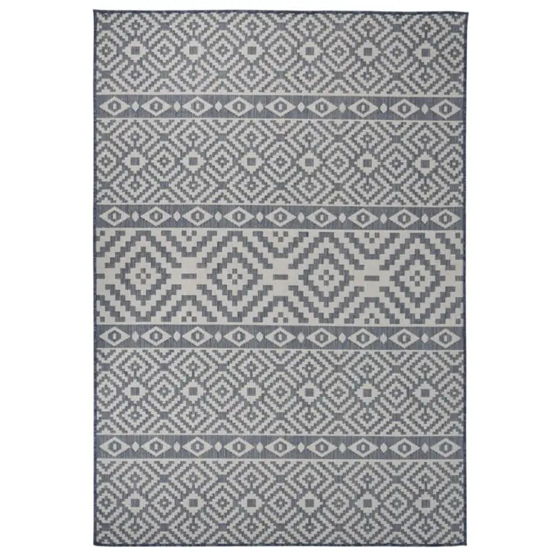 Duurzame buitenvloerkleden voor een beschermendemat in je tuin - Blauwe strepen / 160 x 230 cm - Vloerkleden