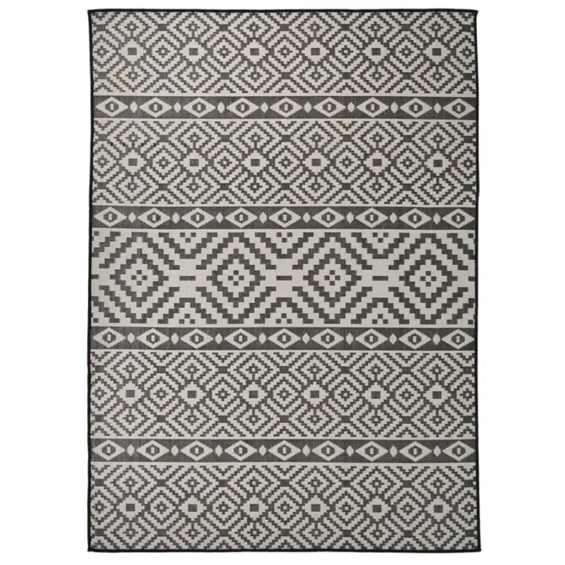 Duurzame buitenvloerkleden voor een beschermendemat in je tuin - Zwarte strepen / 200 x 280 cm - Vloerkleden