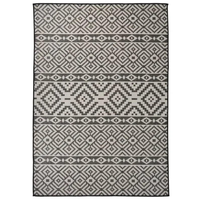 Duurzame buitenvloerkleden voor een beschermendemat in je tuin - Zwarte strepen / 140 x 200 cm - Vloerkleden