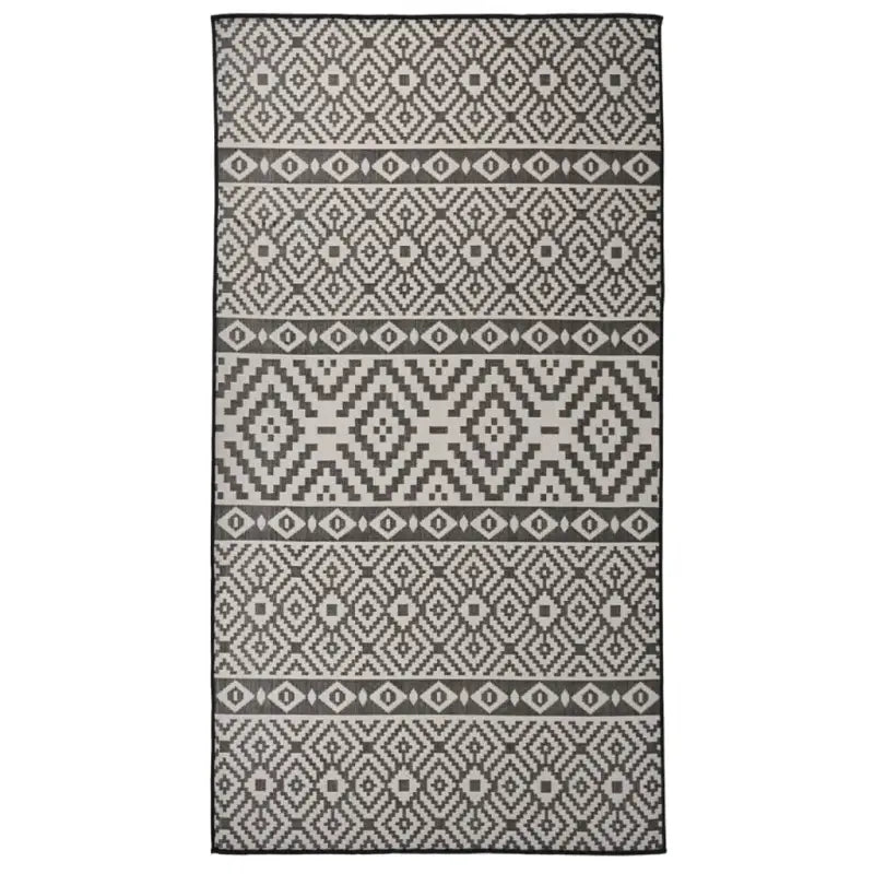 Duurzame buitenvloerkleden voor een beschermendemat in je tuin - Zwarte strepen / 80 x 150 cm - Vloerkleden