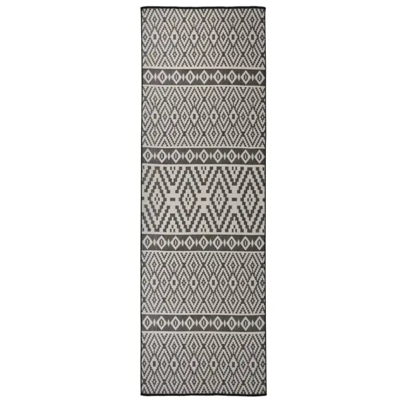 Duurzame buitenvloerkleden voor een beschermendemat in je tuin - Zwarte strepen / 80 x 250 cm - Vloerkleden