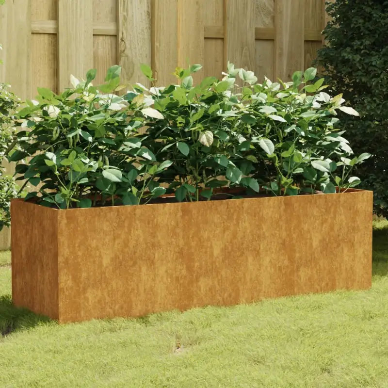 Duurzame cortenstaal plantenbakken met open bodem voor tuin en balkon - 120 x 40 x 40 cm / 1 - Bloempotten &