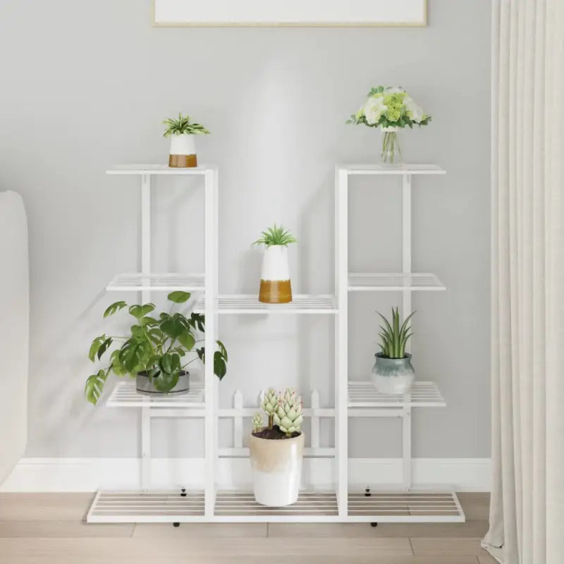 Duurzame ijzeren plantenstandaard voor stijlvolle presentatie - Wit / 1 / Zonder wiel - Plantenstandaarden