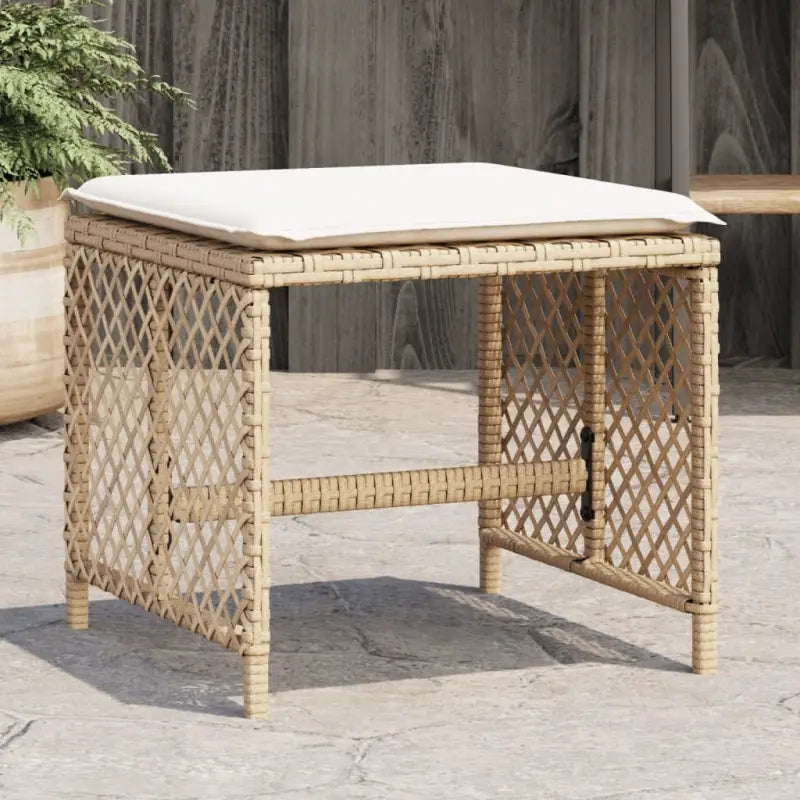 Duurzame poly rattan tuinkrukken voor een comfortabele zitervaring - beige en crèmekleurig / 4 - Tuinpoefs