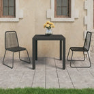 Duurzame PVC-Rattan Tuinset met Stalen Frame - Zwart / 79 cm tafellengte - Tuinsets