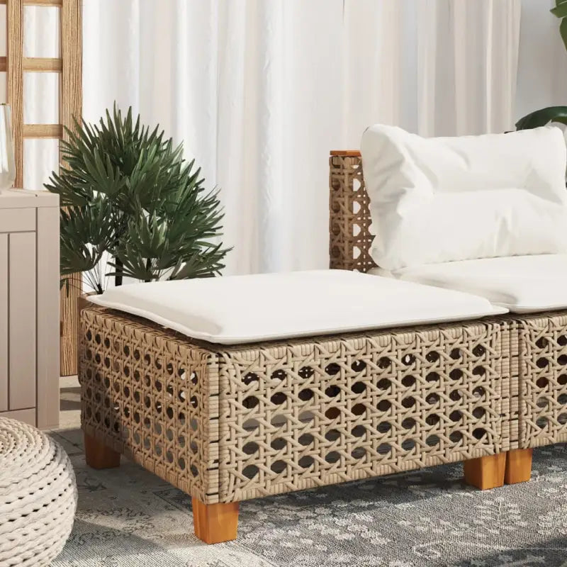 Duurzame tuinkruk met poly rattan en comfortabele zitervaring - Beige / 1 / gat weven - Tuinpoefs