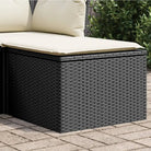 Duurzame tuinkruk met poly rattan en comfortabele zitervaring - Zwart en crème / 1 / met opbergruimte en zak - Tuinpoefs