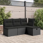 Duurzame tuinkruk met poly rattan en comfortabele zitervaring - Zwart / 1 / met opbergruimte - Tuinpoefs
