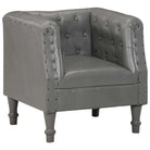 Echt geitenleer fauteuil met massief mangohout voor ultiem comfort - Grijs / 1 - Fauteuils & Relaxfauteuils