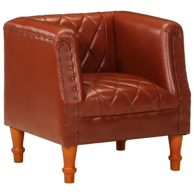 Echt geitenleer fauteuil met massief mangohout voor vintage stijl - Bruin / 1 - Fauteuils & Relaxfauteuils