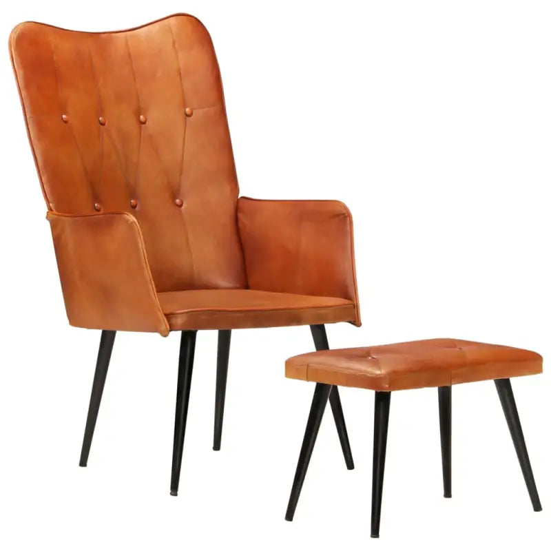 Echt leer fauteuil met voetenbank voor ontspanning in woonkamer of slaapkamer - Fauteuils & Relaxfauteuils