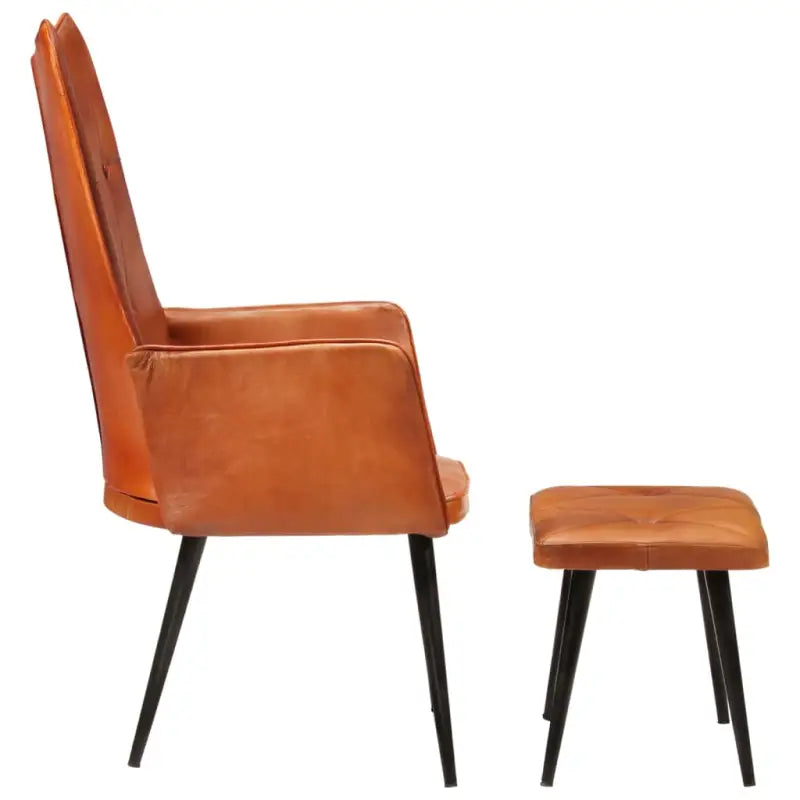 Echt leer fauteuil met voetenbank voor ontspanning in woonkamer of slaapkamer - Fauteuils & Relaxfauteuils