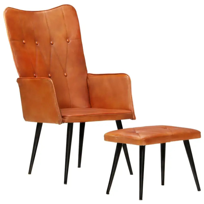 Echt leer fauteuil met voetenbank voor ontspanning in woonkamer of slaapkamer - Fauteuils & Relaxfauteuils