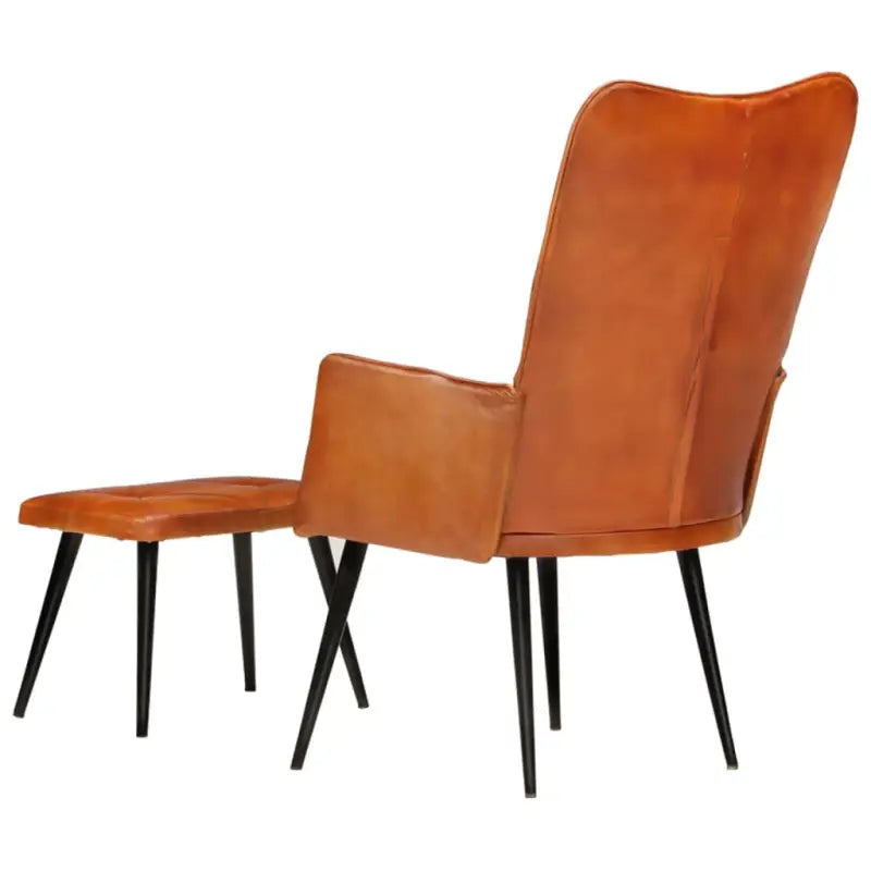 Echt leer fauteuil met voetenbank voor ontspanning in woonkamer of slaapkamer - Fauteuils & Relaxfauteuils