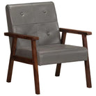 Echt leren fauteuil met knoopversiering voor een luxe uitstraling - Grijs / 1 / Ja - Fauteuils & Relaxfauteuils