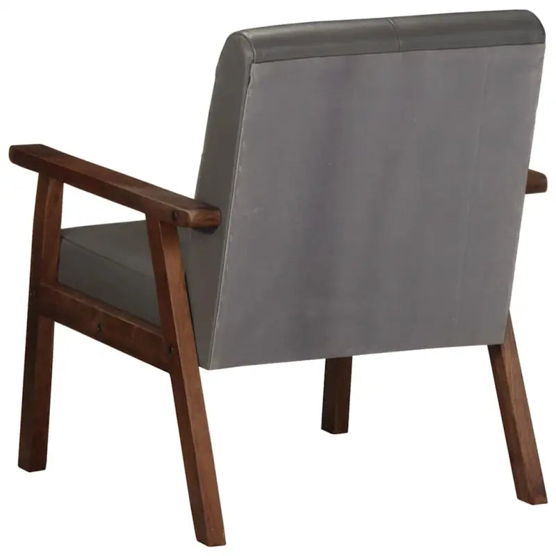 Echt leren fauteuil met knoopversiering voor een luxe uitstraling - Grijs / 1 / Ja - Fauteuils & Relaxfauteuils