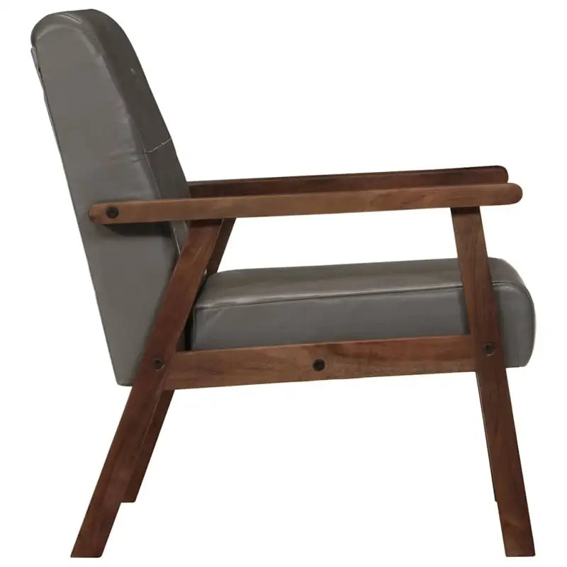 Echt leren fauteuil met knoopversiering voor een luxe uitstraling - Grijs / 1 / Ja - Fauteuils & Relaxfauteuils