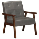 Echt leren fauteuil met knoopversiering voor een luxe uitstraling - Grijs / 1 / Ja - Fauteuils & Relaxfauteuils