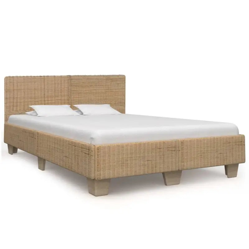 Echt rattan bedframe met geweven structuur voor een exotische look - Bruin / 140 x 200 cm - Bedden & bedframes