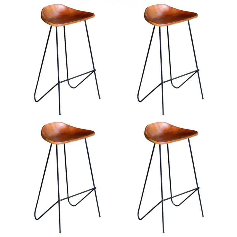 Echte leren barkruk met ijzeren poten voor industriële uitstraling - Barkrukken