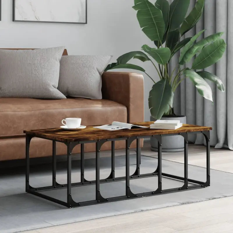 Echte salontafel met bewerkt hout voor een elegante woonkamer - Gerookt eiken / 1 - Salontafels