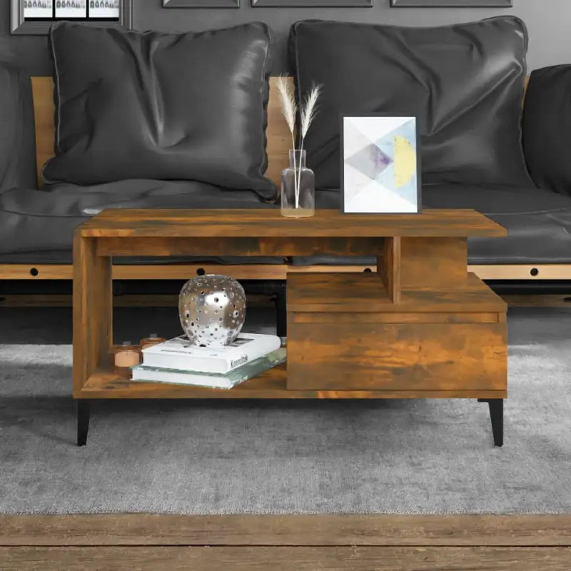 Echte salontafel met bewerkt hout voor een tijdloos interieur - Gerookt eiken / 1 - Salontafels