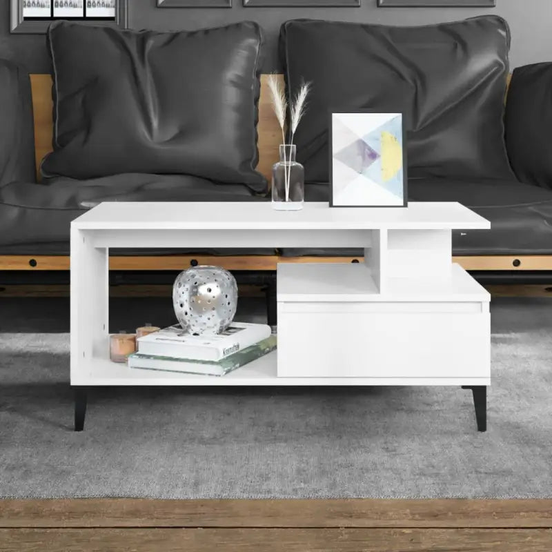 Echte salontafel met bewerkt hout voor een tijdloos interieur - Wit / 1 - Salontafels