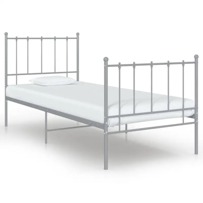 Een comfortabel eenpersoonsbed met gepoedercoat metaal voor heerlijke nachtrust - Grijs / 100 x 200 cm - Bedden &