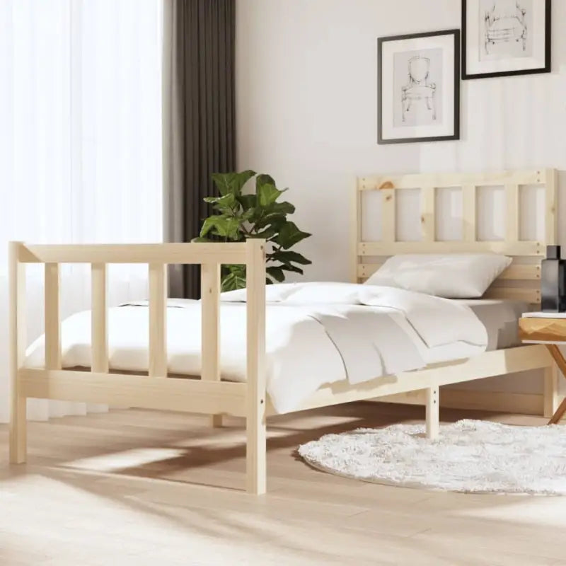 Eenvoudig bedframe van massief grenenhout voor een tijdloze slaapkamer uitstraling - Naturel / 90 x 190 cm - Bedden &