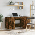 Eenvoudig bureau van bewerkt hout met elegante charme - Gerookt eiken - Bureaus