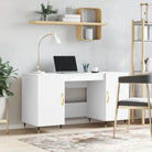 Eenvoudig bureau van bewerkt hout met elegante charme - Wit - Bureaus