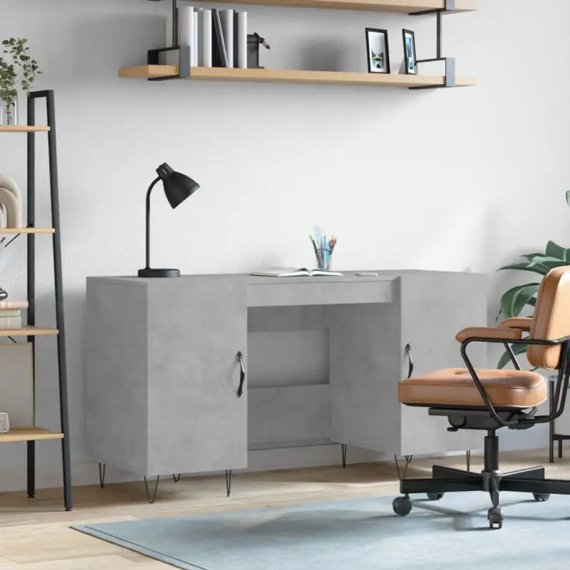 Eenvoudig bureau van bewerkt hout voor een elegante werkruimte - Betongrijs - Bureaus